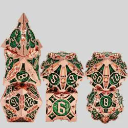 DND Metal Steel Dice Set - Green & Gold (DDD002-2)