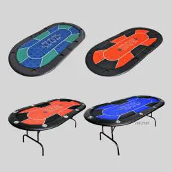 Folding Texas Hold'em Poker Table - 10 Player, Leather Rail