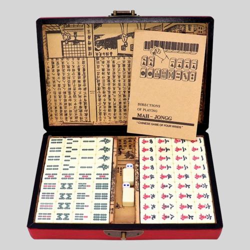 Chinese Mahjong Set - 144 Tiles Portable Game with Box