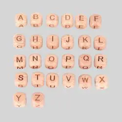 Wooden Dice Beads - 10mm 12mm Letters Beeches DIY Beads