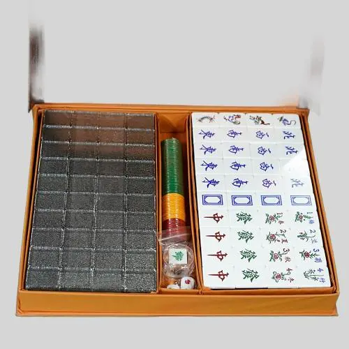 160 Tiles Mahjong Set Acrylic Gold Dice Box 160 Tiles Mahjong Set Acrylic Gold Dice Box