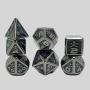 Custom Metal D&D Dice Set - Black Polyhedral Dice with Case