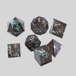 Handcrafted Resin D&D Dice Set - Galaxy Dark Inclusion Dice