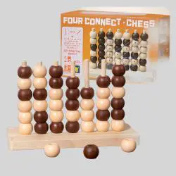 Educational Four in a Row Wooden Game for Kids - LUOFU