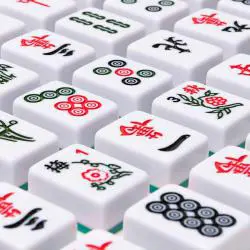 Two Color Melamine Mahjong Set with Wooden Box - 166pcs