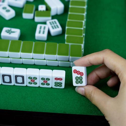Mahjong Set - Blue & Green Melamine Tiles (24x15x10mm)