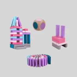 Colorful Wooden Stacking Tower Game Set - Educational Toys