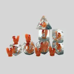 YuSun Resin DND Dice 7Pcs Round Edge Cock Inclusion Dice