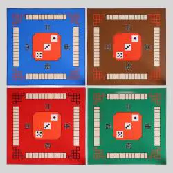 Colorful Mahjong Gaming Mat - Red/Brown/Green/Blue Table Cover