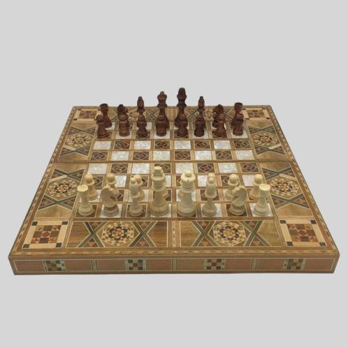 Custom Wooden Chess Set 3 in 1 Folding Board Game