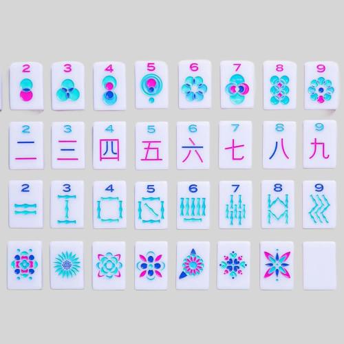 Hand Engraved Purple Mahjong Tiles - Custom Acrylic Set