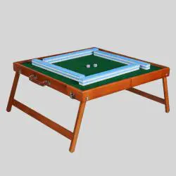 Wooden Folding Mahjong Table - Portable Outdoor Camping Game Set