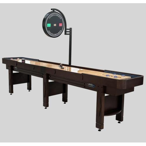 12ft Wooden Shuffleboard Table w/ Electronic Scorer