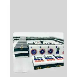 Acrylic Mahjong Set 144 Tiles Blue White Board Game
