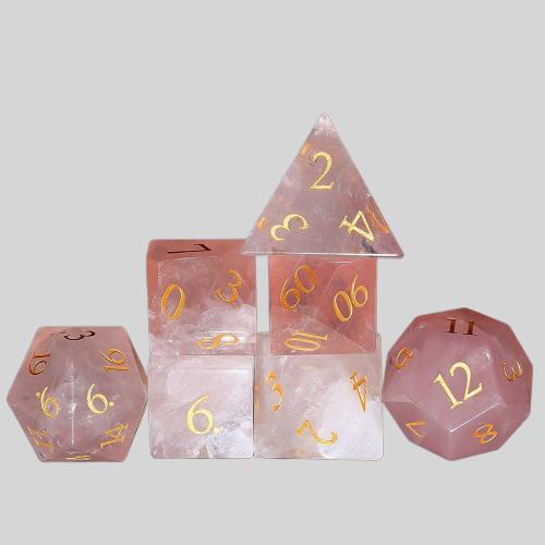 Pink Quartz D&D Dice Set - Custom Font & Logo