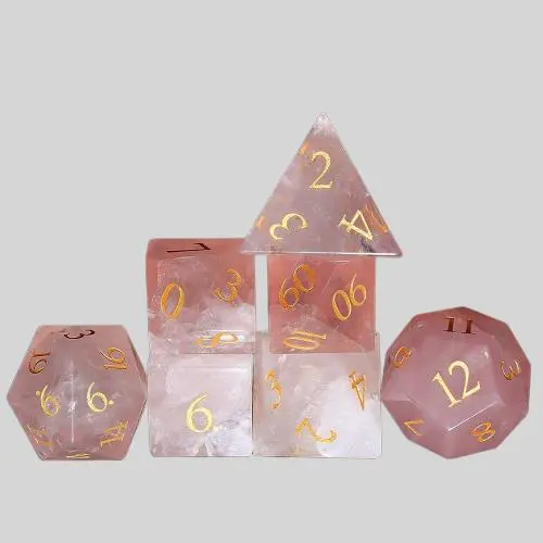 Pink Quartz D&D Dice Set - Custom Font & Logo Pink Quartz D&D Dice Set - Custom Font & Logo