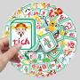 Cartoon Mahjong Stickers - Waterproof Vinyl Decals