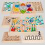 2 in 1 Wooden Board Game - Ludo Chess Monopoly
