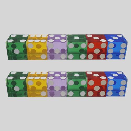 Acrylic Craps Dice Set - 5 AAA Grade, 19mm, Colored