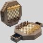 Octagonal Magnetic Wooden Chess Set - 35x35cm
