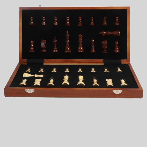15 Inch Magnetic Mahogany Chess Set - Portable Travel Game