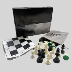Tournament PU Leather Chess Board Set - Roll Up Game Mat