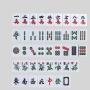 Mahjong Set - Blue & Green Melamine Tiles (24x15x10mm)