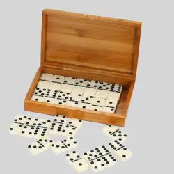 Classic Domino Chips Ivory Set - 28pcs Mahjong Game Wooden Box