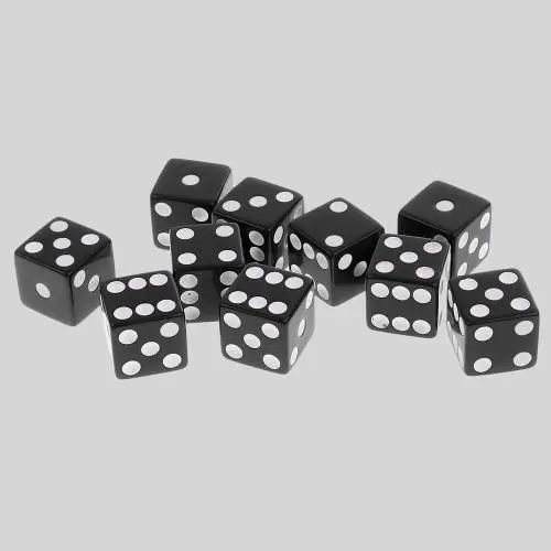 Acrylic White Dot D6 Dice - 16mm Right Angle for Games Acrylic White Dot D6 Dice - 16mm Right Angle for Games