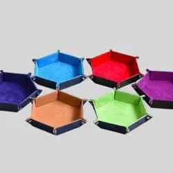 Udixi Custom Logo Dice Tray Folding Hexagon PU Leather Dice Holder