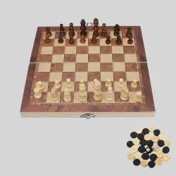 3in1 Wooden Chess Checkers Backgammon Set - Board Game Toy