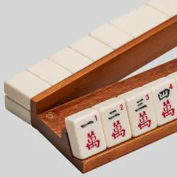 Wood Mahjong Tile Racks with Pushers - 18