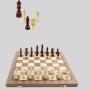 Magnetic Walnut Maple Folding Chess Set - 15 Inch Travel Chess Board