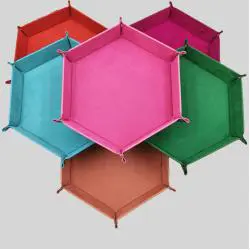 Hexagonal Dice Tray Storage Box - PU Leather Velvet