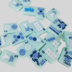 High-End Mint Green Acrylic Mahjong Set with Racks
