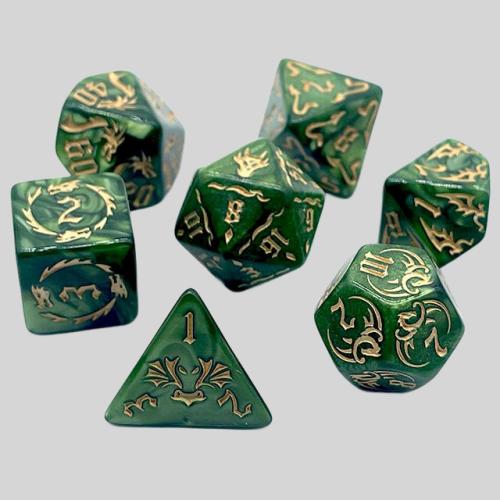 Pearl Dragon Polyhedral Dice Set - D&D RPG Dice