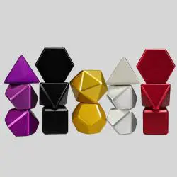 Custom RPG D&D Dice Set - Metal, Titanium, Brass, Logo