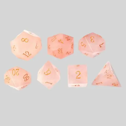 Custom Gemstone D&D Dice - Pink Crystal RPG Tabletop Dice
