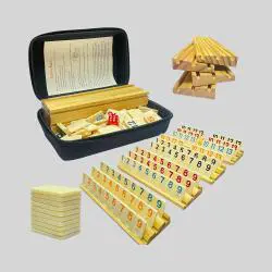 Israeli Mahjong Set - 106pcs Melamine Tiles with Wooden Base