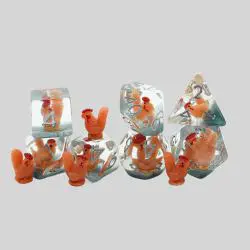 YuSun Resin DND Dice 7Pcs Round Edge Cock Inclusion Dice