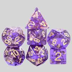 Gold Glitter DND Dice Set - Resin Polyhedral Dice for RPG Games