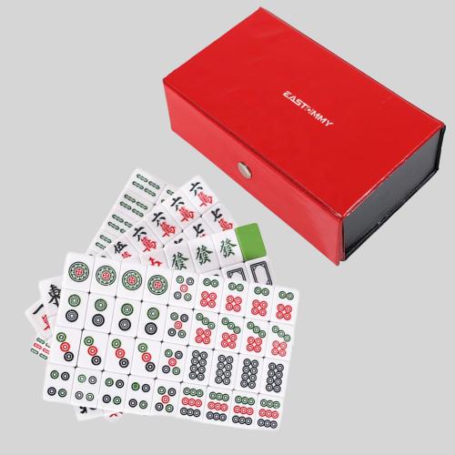 EASTOMMY ET-236001 Chinese Mahjong Set - Red Vinyl Tiles Game