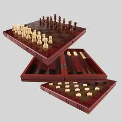 Wooden 3-in-1 Chess Backgammon Game Set - Educational Toys