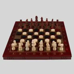 Wooden 3-in-1 Chess Backgammon Game Set - Educational Toys