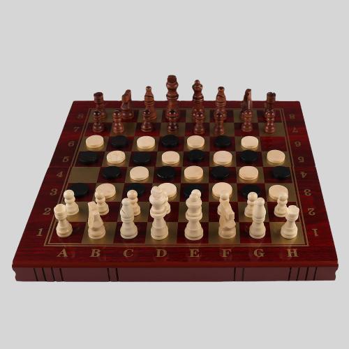 Wooden 3-in-1 Chess Backgammon Game Set - Educational Toys