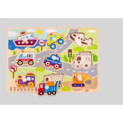 Wooden Vehicle Jigsaw Puzzle for Kids - Tooky Toy
