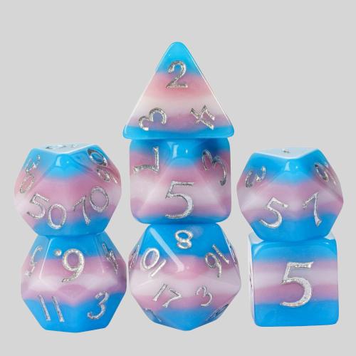 Udixi Resin Pink Polyhedral Dice Set - Pride Flags D&D