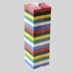 Colorful Wooden Tumble Tower Game Set – Dice & Penalty Cards