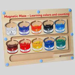 Wooden Magnet Color Number Puzzle Game Board - Educational Toy