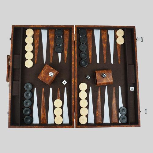 Factory Backgammon Set - 18 Inch Leather Board Game